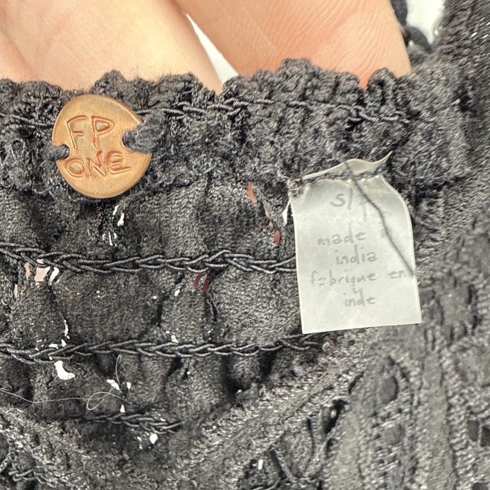 Free People FP One Adella Slip Dress Boho Lace Black Coquette Whimsigoth Small - Picture 4 of 7